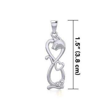 Infinity Cat with Heart and Celtic Trinity Knot Silver Pendant TPD5279 - Jewelry